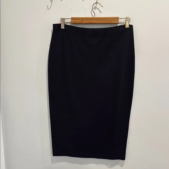 NWT Sanctuary Black Pencil Skirt Large Stretch Elastic Waist Knee Length - Picture 2 of 8
